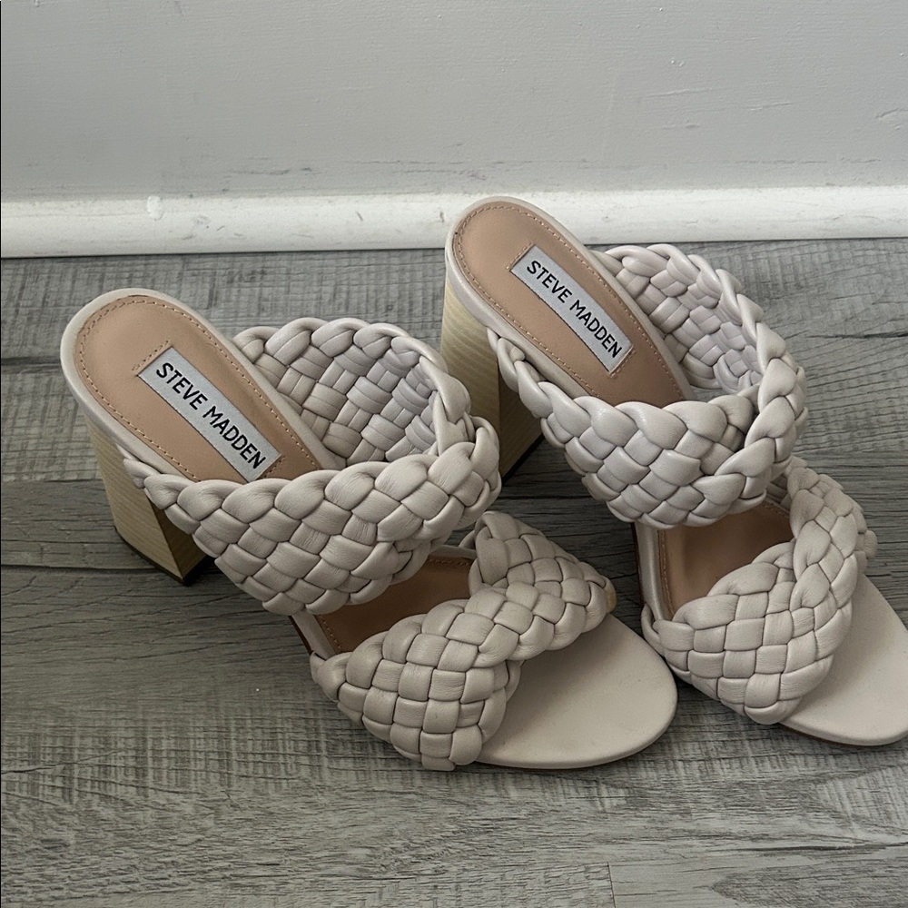 Steve Madden Women's Braided Cream Heels